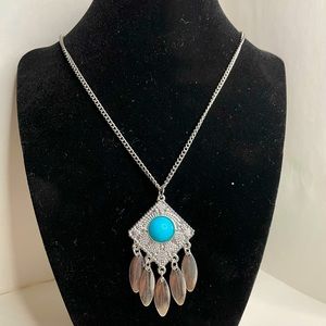 Vintage Sterling Silver Necklace with turquoise Pendant